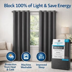 Hunter Dark Gray Blackout Curtains